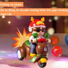 Đồ chơi cậu bé lái xe mô tô nghệ thuật có nhạc, đèn, xoay 360 độ dành cho bé sơ sinh
