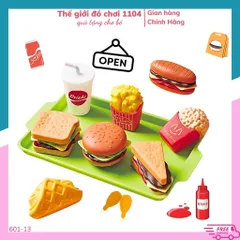 Đồ Chơi Nhà Bếp Cho Bé - Khay Hamburger Nhiều Chi Tiết Mô Phỏng Thức Ăn Nhanh, An Toàn, Thú Vị Cho Bé Gái Từ 3 Tuổi