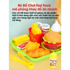 Đồ Chơi Nhà Bếp Cho Bé - Khay Hamburger Nhiều Chi Tiết Mô Phỏng Thức Ăn Nhanh, An Toàn, Thú Vị Cho Bé Gái Từ 3 Tuổi