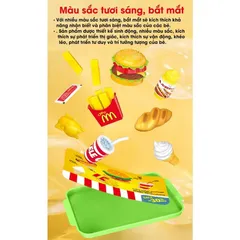 Đồ Chơi Nhà Bếp Cho Bé - Khay Hamburger Nhiều Chi Tiết Mô Phỏng Thức Ăn Nhanh, An Toàn, Thú Vị Cho Bé Gái Từ 3 Tuổi