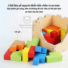 Rubik Gỗ Xếp Hình Tetris 25 khối - Đồ Chơi Tư Duy Thông Minh Cho Bé