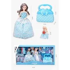 Bộ đồ chơi búp bê Elsa mã 125-73, hộp to, kèm nhiều quần áo và phụ kiện trang điểm cho bé, thế giới đồ chơi 1104
