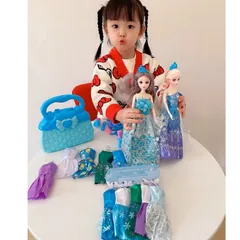 Bộ đồ chơi búp bê Elsa mã 125-73, hộp to, kèm nhiều quần áo và phụ kiện trang điểm cho bé, thế giới đồ chơi 1104