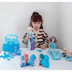 Bộ đồ chơi búp bê Elsa mã 125-73, hộp to, kèm nhiều quần áo và phụ kiện trang điểm cho bé, thế giới đồ chơi 1104