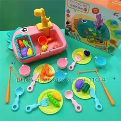 Đồ chơi bồn rửa chén bát Dinosaurs kèm bộ câu cá 21 chi tiết - giúp bé phát triển trí tuệ