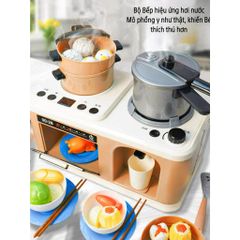 Bộ Bếp Nấu Ăn 4in1 Cho Bé Gái - 30 Chi Tiết, Hiệu Ứng Hơi Nước, Đồ Chơi Đầu Bếp Chất Liệu Nhựa ABS, Học Nhập Vai Thú Vị