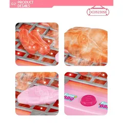 Đồ chơi nấu ăn cho bé gái kèm lò nướng BBQ có hiệu ứng hơi nước, nhạc đèn, dùng pin, thế giới đồ chơi 1104