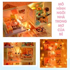 Mô hình nhà búp bê cho bé DIY - Chính Hãng - đầy đủ nội thất - dành cho bé 4 tuổi - thegioidochoi1104