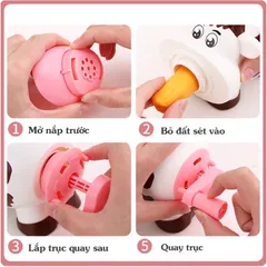 Đồ chơi đất nặn Bò làm mì Dream Clay DIY - Chính Hãng - làm bằng bột mì an toàn cho bé - thegioidochoi1104