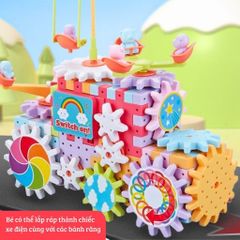 Đồ chơi lắp ghép bánh răng vòng xoay chuyển động, 83 chi tiết, lego bánh răng