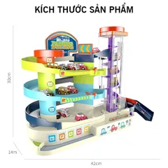 Đồ chơi giáo dục mô hình bãi đậu xe ô tô 3 tầng cho bé, lắp ráp đường ray, Gara ô tô, thế giới đồ chơi 1104