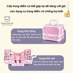 Bộ đồ chơi trang điểm cho bé gái - Hộp trang điểm có gương an toàn, vali xinh xắn, đồ chơi làm đẹp phát triển trí tưởng tượng