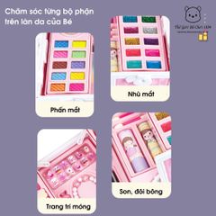 Bộ đồ chơi trang điểm cho bé gái - Hộp trang điểm có gương an toàn, vali xinh xắn, đồ chơi làm đẹp phát triển trí tưởng tượng