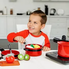 Đồ chơi nấu ăn cho bé Mini Kitchen 36 chi tiết - Màu đỏ - Mô phổng dụng cụ nhà bếp - thegioidochoi1104