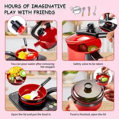 Đồ chơi nấu ăn cho bé Mini Kitchen 36 chi tiết - Màu đỏ - Mô phổng dụng cụ nhà bếp - thegioidochoi1104