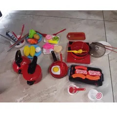 Đồ chơi nấu ăn cho bé Mini Kitchen 36 chi tiết - Màu đỏ - Mô phổng dụng cụ nhà bếp - thegioidochoi1104