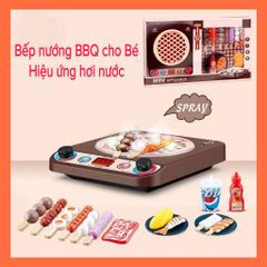 Đồ chơi nấu ăn cho bé mô phổng bếp nướng BBQ hiệu ứng hơi nước, có nhạc và đèn, thế giới đồ chơi 1104