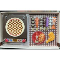 Đồ chơi nấu ăn cho bé mô phổng bếp nướng BBQ hiệu ứng hơi nước, có nhạc và đèn, thế giới đồ chơi 1104