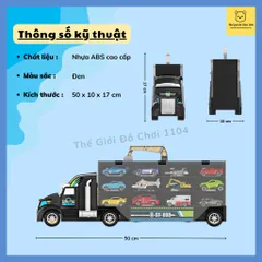 Hộp đồ chơi xe ô tô cho bé cỡ lớn kèm 12 chiếc - Set xe container nhiều ngăn 3in1