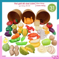 Bộ đồ chơi cắt trái cây, rau củ, hải sản 31 chi tiết - Giúp bé phát triển tư duy sáng tạo