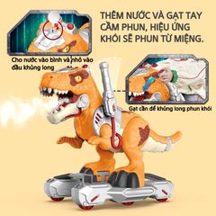 Xe chòi chân khủng long 6 bánh tự cân bằng cho bé 3 tuổi với chế độ phun sương, có đèn và nhạc