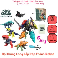 Đồ chơi Khủng Long lắp biến hình Robot 5 mẫu kèm tua vít tháo lắp nhiều kiểu thế giới đồ chơi 1104