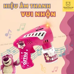 Đồ chơi bắn bong bóng gấu dâu, máy thổi bong bóng xà phòng Lotso, thế giới đồ chơi 1104