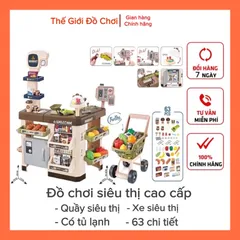 [HOT] Đồ Chơi Siêu Thị Cỡ Lớn Cao Cấp Cho Bé  Kèm Xe Home SuperMarket có tủ lạnh (71x45x85) TPHCM