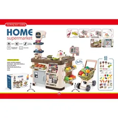 [HOT] Đồ Chơi Siêu Thị Cỡ Lớn Cao Cấp Cho Bé  Kèm Xe Home SuperMarket có tủ lạnh (71x45x85) TPHCM