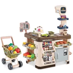 [HOT] Đồ Chơi Siêu Thị Cỡ Lớn Cao Cấp Cho Bé  Kèm Xe Home SuperMarket có tủ lạnh (71x45x85) TPHCM