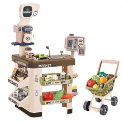 [HOT] Đồ Chơi Siêu Thị Cỡ Lớn Cao Cấp Cho Bé  Kèm Xe Home SuperMarket có tủ lạnh (71x45x85) TPHCM