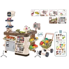 [HOT] Đồ Chơi Siêu Thị Cỡ Lớn Cao Cấp Cho Bé  Kèm Xe Home SuperMarket có tủ lạnh (71x45x85) TPHCM