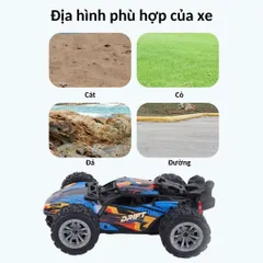 Xe điều khiển từ xa vượt địa hình tốc độ cao, phun khói, 7 động tác, pin sạc, Thế giới đồ chơi 1104
