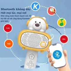 Bộ Micro cho bé hát Karaoke 2in1 kết hợp loa Bluetooth, pin sạc, đồ chơi âm nhạc