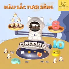 Bàn cân toán học thăng bằng Mèo phi hành gia kèm bộ chữ cái đồ chơi toán học phát triển tư duy cho bé
