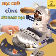 Bàn cân toán học thăng bằng Mèo phi hành gia kèm bộ chữ cái đồ chơi toán học phát triển tư duy cho bé