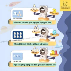 Bàn cân toán học thăng bằng Mèo phi hành gia kèm bộ chữ cái đồ chơi toán học phát triển tư duy cho bé