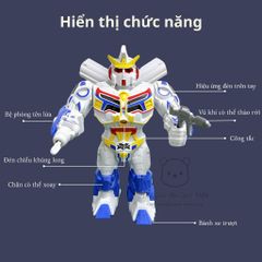 Robot Biến Hình Phát Sáng Siêu Nhân - Đồ Chơi An Toàn Phát Triển Tư Duy Sáng Tạo cho Bé với Âm Nhạc và Đèn LED