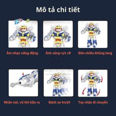 Robot Biến Hình Phát Sáng Siêu Nhân - Đồ Chơi An Toàn Phát Triển Tư Duy Sáng Tạo cho Bé với Âm Nhạc và Đèn LED