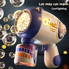 Súng bắn bong bóng tự động Gấu Nâu không rò rỉ, có đèn phát sáng, tặng pin