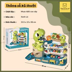 Đồ chơi bãi đậu xe ô tô khủng long xanh HomeKey kèm 10 xe kết hợp với đường hầm khủng long