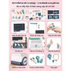 Đồ chơi xe đẩy bác sĩ cao cấp phiên bản Nâng Cấp 26 chi tiết đồ chơi nhập vai định hướng tương lại cho bé