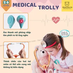 Đồ chơi xe đẩy bác sĩ cao cấp phiên bản Nâng Cấp 26 chi tiết đồ chơi nhập vai định hướng tương lại cho bé