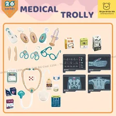 Đồ chơi xe đẩy bác sĩ cao cấp phiên bản Nâng Cấp 26 chi tiết đồ chơi nhập vai định hướng tương lại cho bé