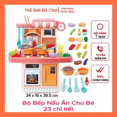 [HOT] Bộ Bếp Nấu Ăn Mini Cho Bé Màu Hồng Cao 40cm (23 chi tiết)