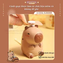 Quạt Cầm Tay CAPYBARA - Pin Sạc - Có Móc Treo - Phụ Kiện Dễ Thương Cho Mọi Lứa Tuổi
