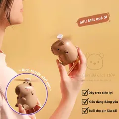 Quạt Cầm Tay CAPYBARA - Pin Sạc - Có Móc Treo - Phụ Kiện Dễ Thương Cho Mọi Lứa Tuổi