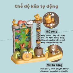 Đồ chơi máy bắt hạt khủng long Pinball, máy hứng bóng có nhạc luyện kỹ năng nhanh nhẹn cho bé