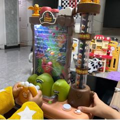 Đồ chơi máy bắt hạt khủng long Pinball, máy hứng bóng có nhạc luyện kỹ năng nhanh nhẹn cho bé