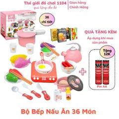 Bộ đồ chơi nấu ăn cho bé Play House 36 chi tiết màu hồng đồ chơi mô phổng dụng cụ nhà bếp
